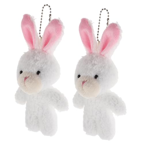FUNOMOCYA 2 Stück Mini Plüsch Kaninchen Weiche Kuscheltiere für Puppenhaus Deko Realistische Miniaturfiguren Sammelfiguren für Shower Geschenk von FUNOMOCYA