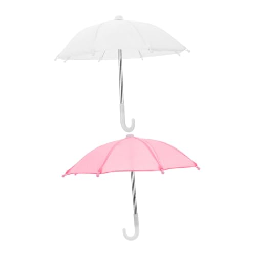 FUNOMOCYA 2 Stück Mini Puppenregenschirme Weiß Leicht zu Öffnen Kompakt Langlebig Miniatur Strand und Taschenregenschirme für Puppenhaus Zubehör Spielerisch für Stilvolle Dekoration von FUNOMOCYA