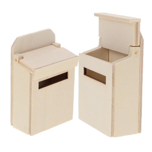 FUNOMOCYA 2 Stück Mini-briefkasten-Ornament Deko Möbel Miniatur Briefkästen Für Haus Draußen Kleiner Spielzeugbriefkasten Kleines Briefkastenspielzeug Puppenhaus Briefkasten Hölzern von FUNOMOCYA