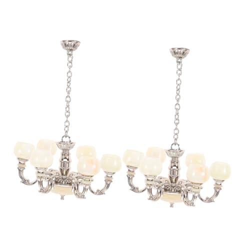 FUNOMOCYA 2 Stück Miniatur Puppenhaus Lampen Silber Hängende Deckenleuchten Realistische Miniatur Dekoration Für Puppenhaus Wohnzimmer Modelle FUNOMOCYA 2 Stück Miniatur Puppenhaus Lampen Silber Hängende Deckenleuchten Realistische Miniatur Dekoration Für Puppenhaus Wohnzimmer Modelle von FUNOMOCYA