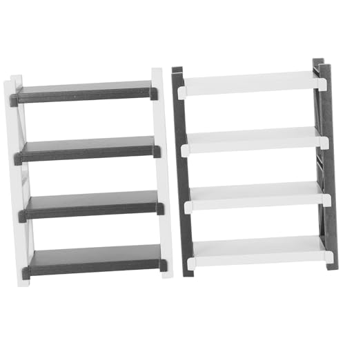 FUNOMOCYA 2 Stück Miniatur Puppenhaus Regal Kunststoff Aufbewahrungsregal Puppenmöbel Mini Lagerregal Organizer Kompakt und Platzsparend von FUNOMOCYA