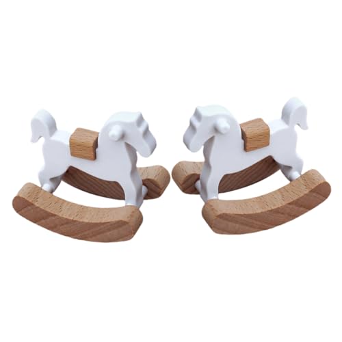 FUNOMOCYA 2 Stück Miniatur Schaukelpferd aus Holz Teiliges Puppenhaus Zubehör Rustikales Design Langlebig und Glatt für Puppenmöbel Micro Landschaft und Fotografie Requisite von FUNOMOCYA