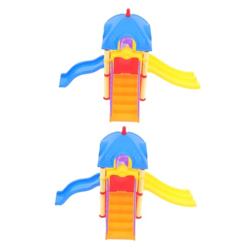 FUNOMOCYA 2 Stück Miniatur Spielplatz Puppenhaus Ornamente Realistische Kinderrutsche Detailreich Kindgerecht für Kreative Rollenspiele und DIY Dekoration von FUNOMOCYA