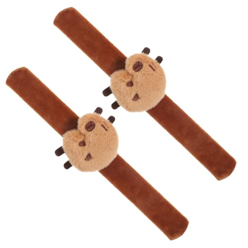 FUNOMOCYA 2 Stück Plüsch Schnapparmband mit Niedlichen Kapibara Motiven Weiche Armbänder zum Klatschen Leichtes Stofftier Wristband als Party Mitgebsel für Mädchen und Geburtstagsfeiern von FUNOMOCYA