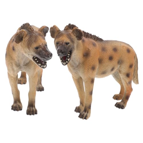 FUNOMOCYA 2 Stück Realistische Hyäne Figurine Pädagogisches Wildtier Modell aus Kunststoff für Lernspielzeug Kognitiven Entwicklung und Kreativität von FUNOMOCYA