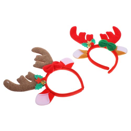 FUNOMOCYA 2 Stück Rentiergeweih Stirnband Weihnachts Haarreif für Erwachsene Kuscheliges Festlicher Kopfschmuck für Weihnachtsfeier Karneval Halloween Cosplay Party von FUNOMOCYA