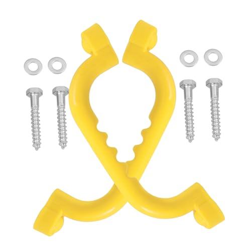 FUNOMOCYA 2 Stück Sicherheitsgriffe für Spielgeräte Gelb rutschfeste Kunststoff Haltegriffe Klettergerüst Outdoor Indoor Geeignet für Spielturm und Spielplatz Robuste Langlebige Griffe von FUNOMOCYA