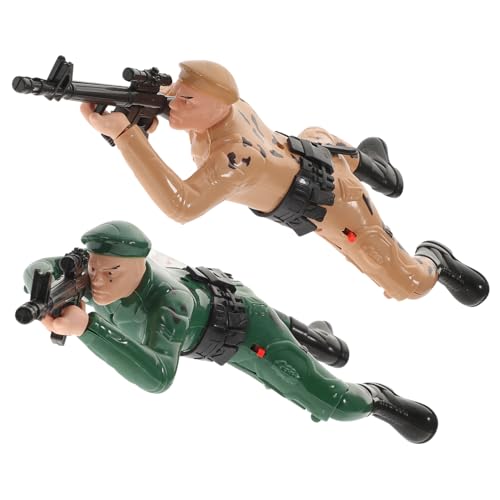 FUNOMOCYA 2 Stück Teiliges Elektrisches Kriechsoldaten mit Licht und Sound Robuste Kunststoff Spielfiguren für Fördert Fantasie Motorische Fähigkeiten Militärspielzeug von FUNOMOCYA