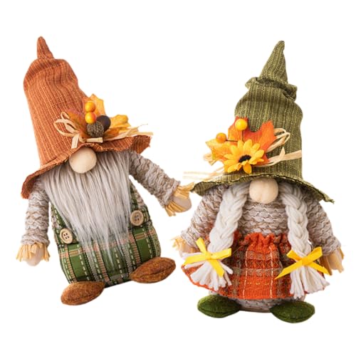 FUNOMOCYA 2 Stück Teiliges Erntedankfest Gnom Puppen Niedliche Gesichtslose Herbstdeko PP Baumwolle Material Vielseitig Einsetzbar als Tisch Partydekoration von FUNOMOCYA