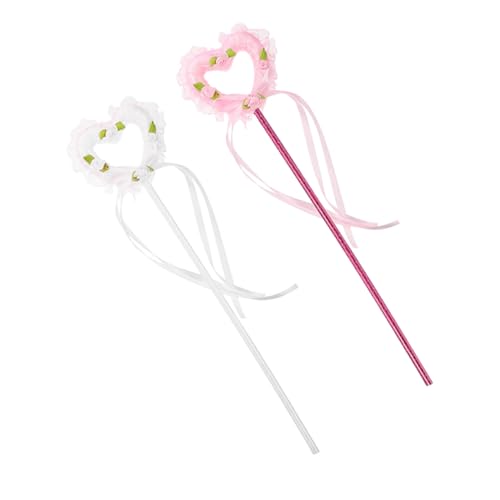 FUNOMOCYA 2 Stück Teiliges Feenstab Band Leicht Leuchtend Herzförmiges Design als Bühnenrequisit und Partydekoration für Mädchen von FUNOMOCYA