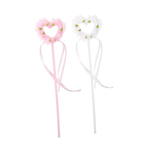 FUNOMOCYA 2 Stück Teiliges Herz Fee Zauberstab für Mädchen Leuchtende Vielseitige Kostüm Accessoires Bandmaterial für Party Bühne Cosplay und von FUNOMOCYA
