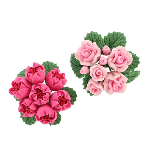 FUNOMOCYA 2 Stück Teiliges Miniatur-blumenstrauß Puppenhaus Kleine Künstliche Blumenarrangements aus Harz Vielseitige Dekoration für Minipuppenhäuser und DIY Mikro-szenerien für Sammler und von FUNOMOCYA