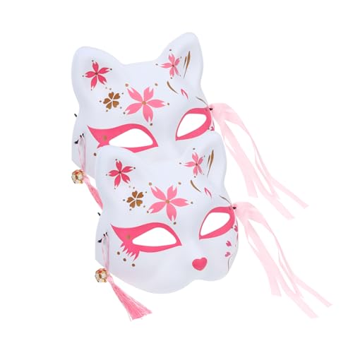 FUNOMOCYA 2 Stück Teiliges Sakura Fuchs Halbmasken für Halloween Cosplay Party Leichte Atmungsaktive Masken für Maskenball und Verkleidung Dekoratives Kostümzubehör für Erwachsene von FUNOMOCYA