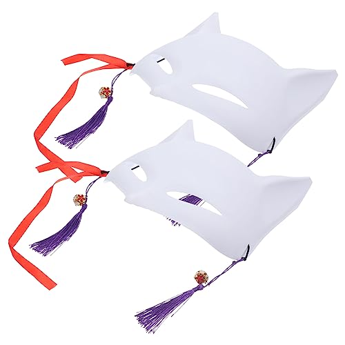 FUNOMOCYA 2 Stück Weiße DIY Fuchs Masken aus PVC Bemalbare Blanke Tiermasken für Karneval und Party Vielseitige Kostüm Requisiten zum Selbstgestalten von FUNOMOCYA