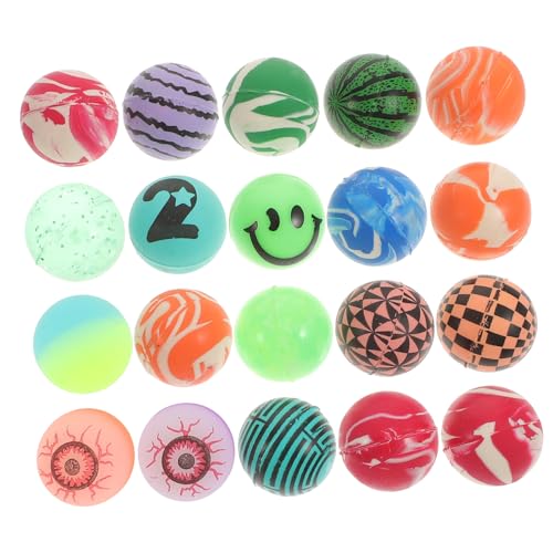 FUNOMOCYA 20 Stück Bunte Hüpfbälle mit Elastischem Augapfel Muster Springfreudige Bouncy Balls für Weiches Umweltfreundliches für Jungen und Mädchen Freizeitspaß Zufällige von FUNOMOCYA