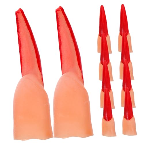 FUNOMOCYA 20 Stück Teiliges Halloween Hexen Finger aus Kunststoff Realistische Blutrote Fake Nägel Gruselige Halloween Deko und Cosplay Zubehör für Hexen und Zombie Partys von FUNOMOCYA