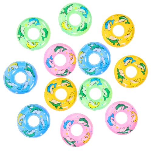 FUNOMOCYA 20 Stück Teiliges Mini Schwimmring PVC Miniatur Schwimmringe Fotorequisiten Mini Haus Bunte Schwimmspielzeuge für Puppenhaus Sichere Miniatur Schwimmringe für DIY und Fotoshooting von FUNOMOCYA