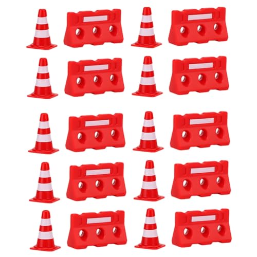 FUNOMOCYA 20 Stück Teiliges Mini Verkehrskegel aus Kunststoff mit Absperrgittern Leichtes Lernspielzeug zur Verkehrssimulation für Fördert Sicherheitserziehung und Kreatives Rollenspiel von FUNOMOCYA
