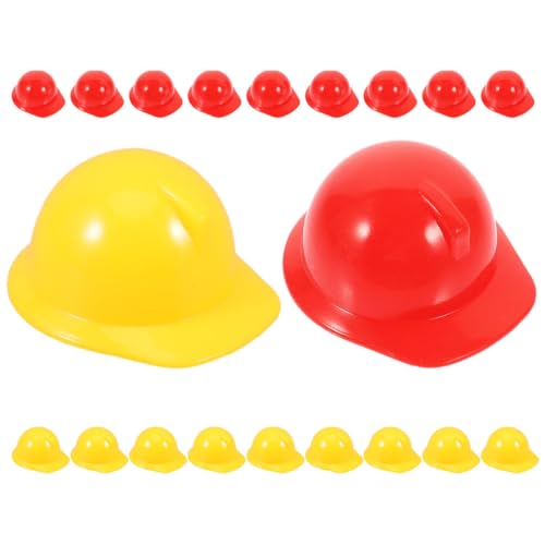 FUNOMOCYA 20 Stück Teiliges Mini bauhelm Kunststoff Realistische Sicherheitshelme in Rot und Gelb Miniatur helme für Puppen Basteln und Partydekoration für Karneval und Kreative Spielwelten von FUNOMOCYA