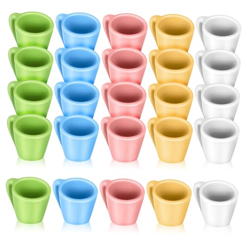 FUNOMOCYA 20 Stück Teiliges Miniaturtassen aus Harz in Fünf Farben Realistische Puppenhaus deko Kreative Miniaturbecher für DIY und Mini wohnungsmodell für Sammler von FUNOMOCYA