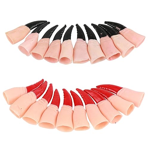 FUNOMOCYA 20 Stück Teiliges Wiederverwendbare Halloween Hexenfinger in Rot und Schwarz Kreative Kunststoff Fingernägel für Gruselige Kostümpartys Bühnenauftritte und Horror Dekorationen von FUNOMOCYA