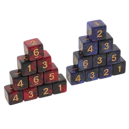 FUNOMOCYA 20 Stück Teiliges Würfel Langlebige Acrylwürfel mit Schimmerndem Mehrfarbdesign Nummerierte Sechsseitige Würfel für Tabletop RPG Brettspiele Lernaktivitäten und Partyspiele von FUNOMOCYA