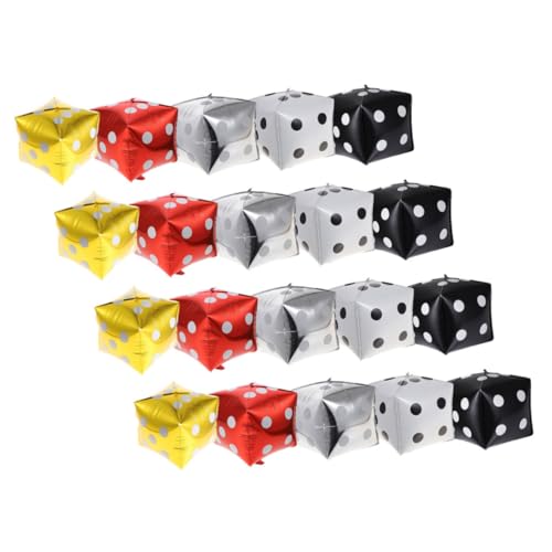 FUNOMOCYA 20 Stück Teiliges Würfel aluminiumfolie luftballon party deko Mehrfarbiges Spielabend party accessoire Selbstsiegelnd für Themenpartys und Spieleveranstaltungen von FUNOMOCYA