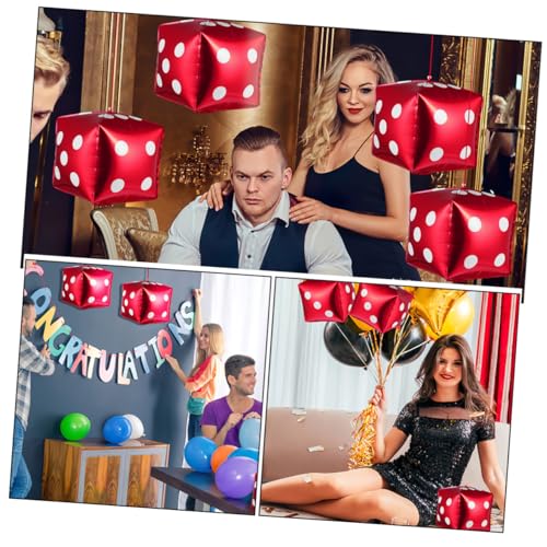FUNOMOCYA 20 Stück Würfel Aluminiumfolie Luftballons Rot Party Dekorationen Würfelballons für Kindergeburtstag Festival Veranstaltung Partydeko von FUNOMOCYA