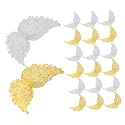 FUNOMOCYA 24 Stück Engelsflügel-Dekoration Flügel aus Kunststoff Miniflügel Kuchendekorationen Flügel zum Basteln Tortenaufleger mit Engelsflügeln Plastik von FUNOMOCYA