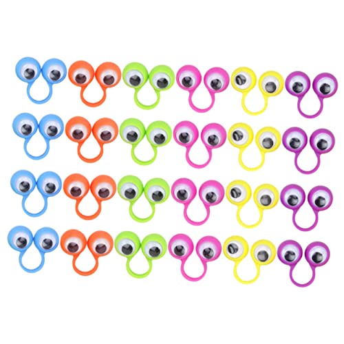 FUNOMOCYA 24 Stück Teiliges Bunte Augen Fingerpuppen Ringe für Party Lustige Große Augen Design für Rollenspiele Erzählspiele Eltern Junge Mädchen Aktivitäten von FUNOMOCYA