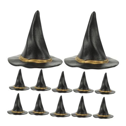 FUNOMOCYA 24 Stück Teiliges Mini Hexenhut Schwarz Handgefertigte Halloween Deko Lustige Zauberer Hüte für Puppenhaus Feengarten Accessoires DIY Party Tischdekoration Flaschenaufsatz von FUNOMOCYA