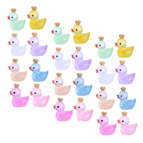 FUNOMOCYA 24 Stück Teiliges Miniatur Ente Resin mit Leuchtender Krone Kleine Garten Dekoration Fluoreszierende Mini Entchen für Mikro Landschaft Langlebige DIY Figuren für Aquarium und von FUNOMOCYA