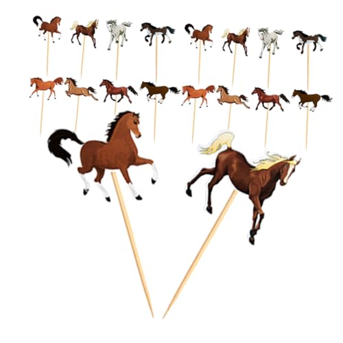 FUNOMOCYA 24 Stück Teiliges Pferd Cake Topper Set Kreative Pferdeform Tortendeko für Jungen Geburtstag Vielseitige Kuchen und Cupcake Dekoration für Kindergeburtstag und Pferdeparty von FUNOMOCYA