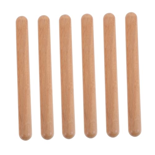 FUNOMOCYA 3 Paare Claves aus Massivem Hartholz Rhythmusstäbe Natürliche Farbe Leuchtender Klang Percussion Instrument für Anfänger und Musikunterricht von FUNOMOCYA