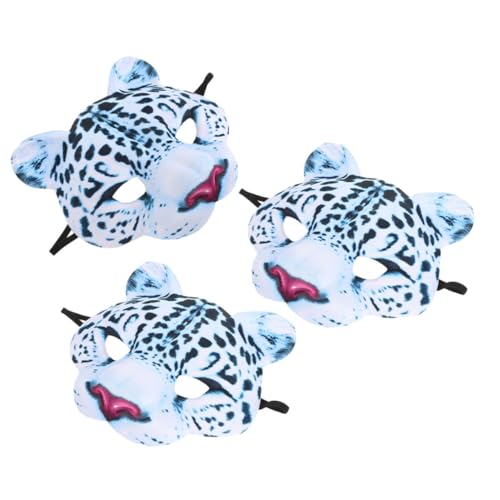 FUNOMOCYA 3 Stück EVA Halbgesichts Leopard Tiermaske Halloween Cosplay Maske für Karneval Kostüm Party Deko Zubehör für Erwachsene von FUNOMOCYA