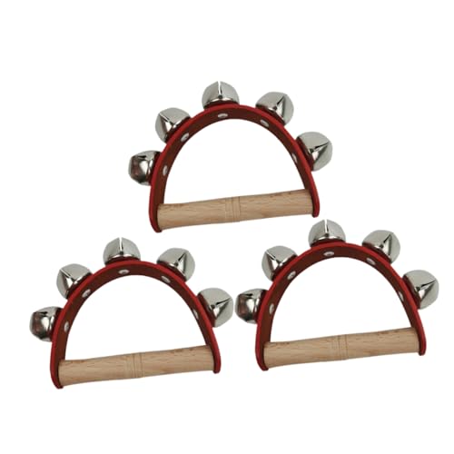 FUNOMOCYA 3 Stück Fünf Glocken Handglocke Aus Leder Kinderspielzeug Türglocke Trommelglocken Tamburin Xylophon Glockenspiel Rassel Instrumente Festival Party Handglocke von FUNOMOCYA