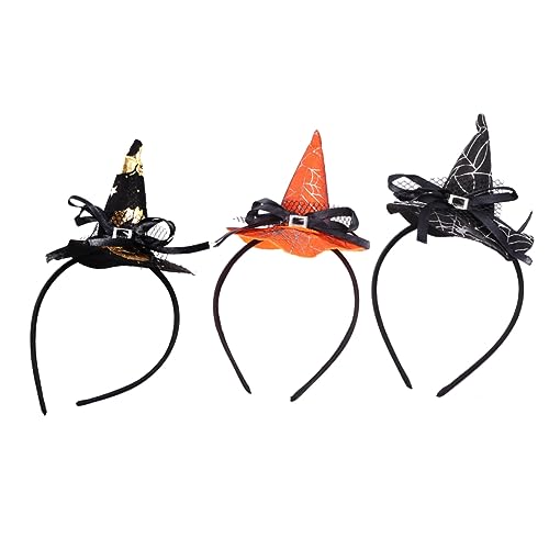FUNOMOCYA 3 Stück Halloween Haarreif Teiliges Hexenhut Haarband mit Spinnennetz für Karneval Kostüm Haarschmuck Leicht und Bequem für Party Maskerade von FUNOMOCYA