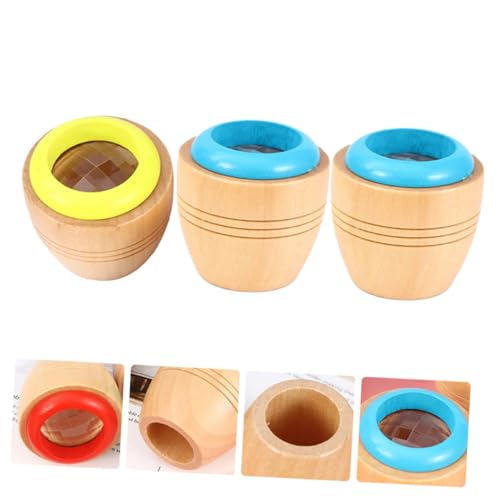 FUNOMOCYA 3 Stück Holz Kaleidoskop Rotierend Pädagogisch Leicht Tragbar für Zufällige Farben Klassisches Lernspielzeug Montessori Geschenk Zufällige Farbe von FUNOMOCYA