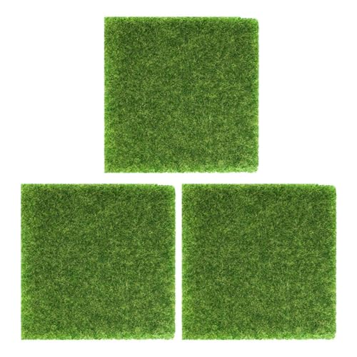 FUNOMOCYA 3 Stück Kunstrasenplatten Realistisch Wirkender Fake Turf für DIY Modellbau Sandtisch Dekoration Balkon Terrasse Grasteppich Außen von FUNOMOCYA