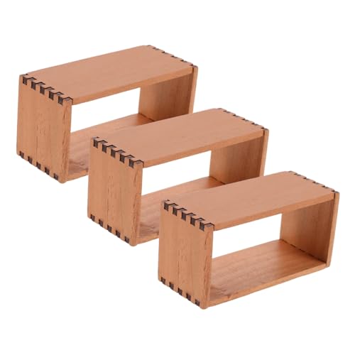 FUNOMOCYA 3 Stück Mikrospeicherschrank Miniatur -Lagerschrank Puppenhausminiaturen Mini-Bücherregal-Modell Miniatur-Puppenstubenmöbel Miniaturbuchregal für Puppen mini Schrank hölzern Beige von FUNOMOCYA