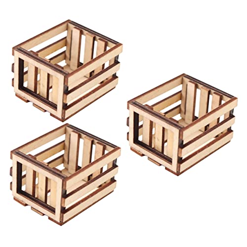 FUNOMOCYA 3 Stück Mini Holz Aufbewahrungskorb Langlebiges Puppenhaus Zubehör Handwerkskunst Dekorativ für Mini Haus Landschaft Vielseitig Einsetzbar als Foto Requisite und von FUNOMOCYA