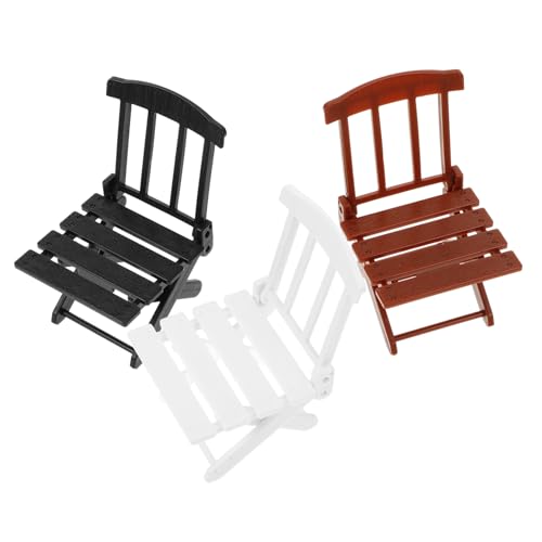 FUNOMOCYA 3 Stück Miniatur Klappbare Strandstühle Braun Mini Beach Chair Modell für Puppenhaus Dekoration mit Stabilen Materialien und Realistischem Design für Miniaturlandschaften von FUNOMOCYA