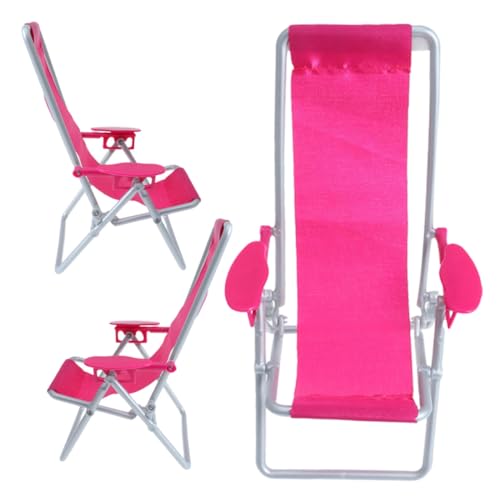 FUNOMOCYA 3 Stück Miniatur Klappbarer Strandstuhl Mini Puppenhaus Möbel Modell Faltbarer Liegestuhl Dekoration Thema Strand Leichtes Camping Zubehör Stabil und Formbeständig von FUNOMOCYA