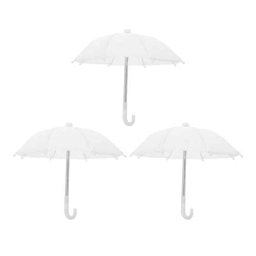 FUNOMOCYA 3 Stück Miniatur Puppenhaus Regenschirme Weiß Dekorative Mini Schirm Ornamente aus Robustem Material Stilvolles Design für Puppendekoration und Miniaturmodell Zubehör von FUNOMOCYA