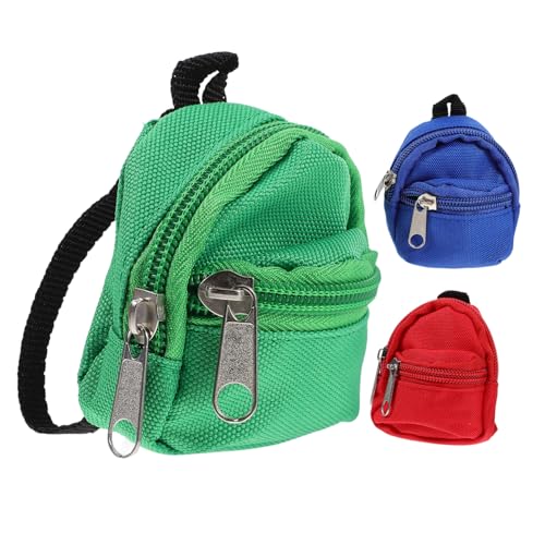 FUNOMOCYA 3 Stück Puppenhaus Miniatur Schulrucksack in Blau Rot Grün Detailreiches Miniaturspielzeug für Puppenhaus Dekoration und Micro Szene Gestaltung von FUNOMOCYA