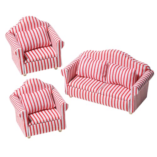 FUNOMOCYA 3 Stück Puppenhaus Möbel Deko Wohnzimmer Couch Modell mit Feinen Details und Realistischer Optik Geeignet für Rollenspiele von FUNOMOCYA