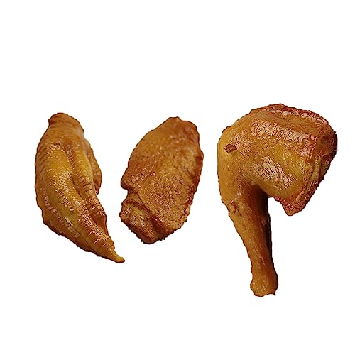 FUNOMOCYA 3 Stück Simulation Food Modell Teiliges aus Kunststoff mit Realistischem Fake Chicken Feet Hähnchenkeule und Flügel Mittelgelenk Dekorative Requisite und Fotomotiv für Küche von FUNOMOCYA