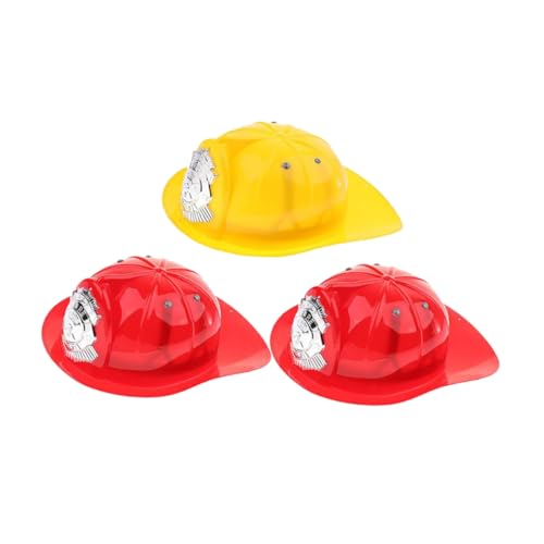 FUNOMOCYA 3 Stück Teiliges Feuerwehrhelm aus Kunststoff Leichter Feuerwehrhut für Jungen und Mädchen Feuerwehrkostüm Zubehör für Rollenspiele Lernspielzeug für Halloween und Fasching von FUNOMOCYA