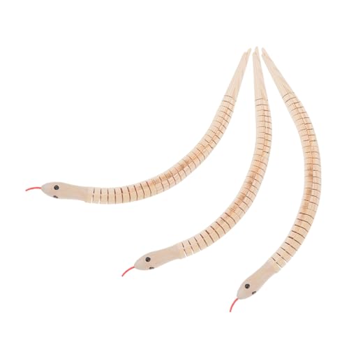 FUNOMOCYA 3 Stück Teiliges Holzschlangen Naturbelassen DIY Flexible Schlangenspielzeug für Kreative Malfläche Pädagogisch Fördernd Robust und Sicher von FUNOMOCYA
