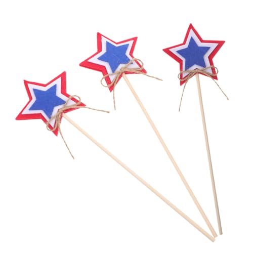 FUNOMOCYA 3 Stück Teiliges Independence Day Party mit Langlebigen Filz und Holzbeschichteten Stern Feenstäben Leicht und Tragbar für Innen und Außendekoration Festliche für Erwachsene von FUNOMOCYA